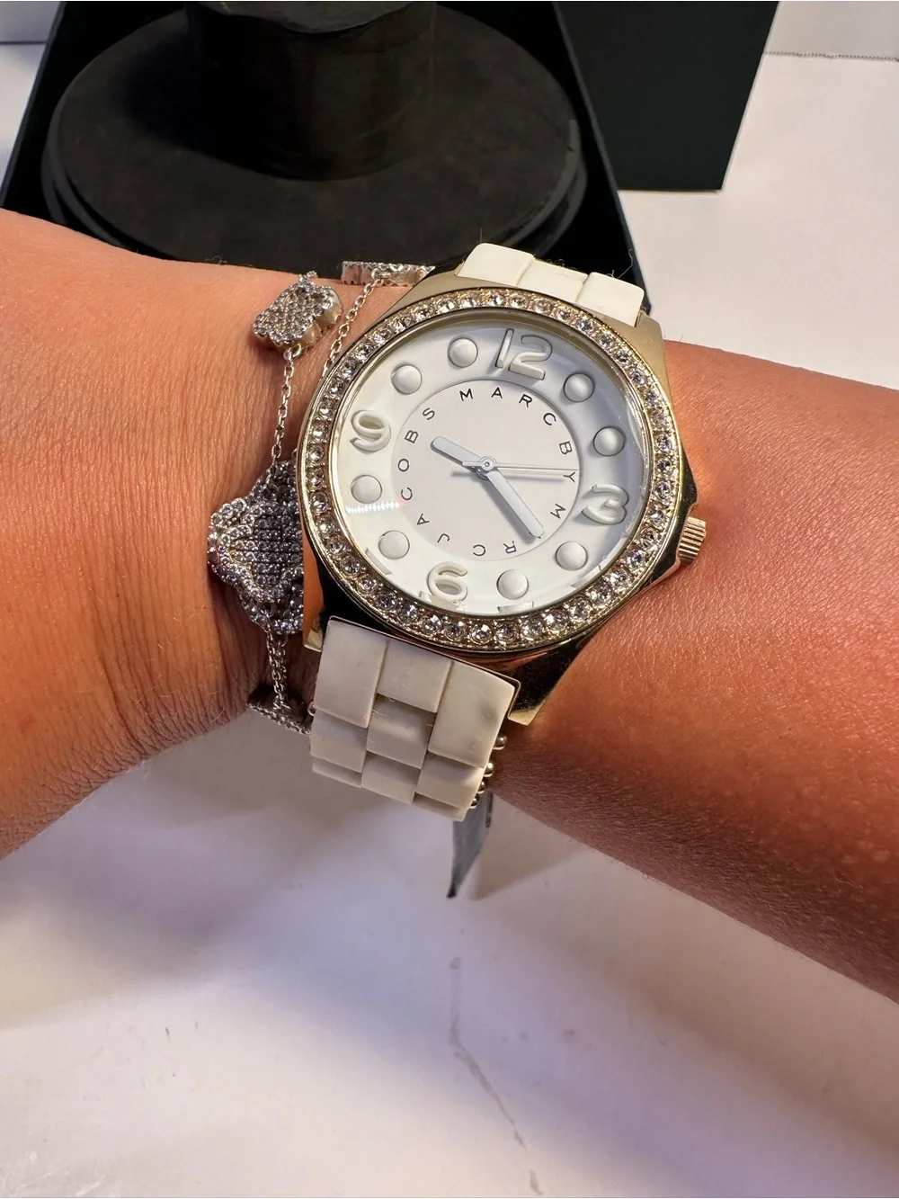 Marc by Marc Jacobs Gold Tone Watch with White Band